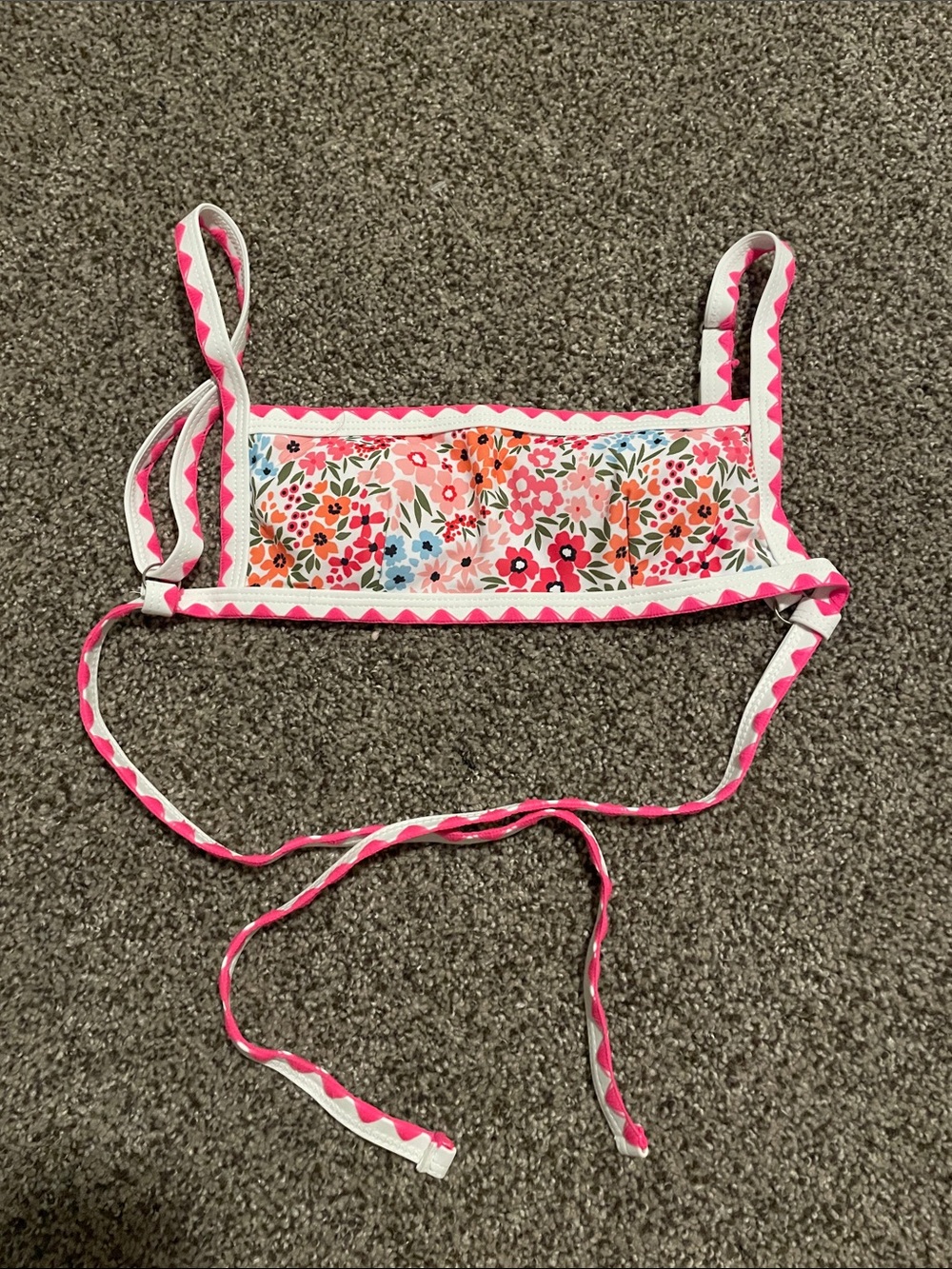 Floral Pink Ribbon Bikini Top